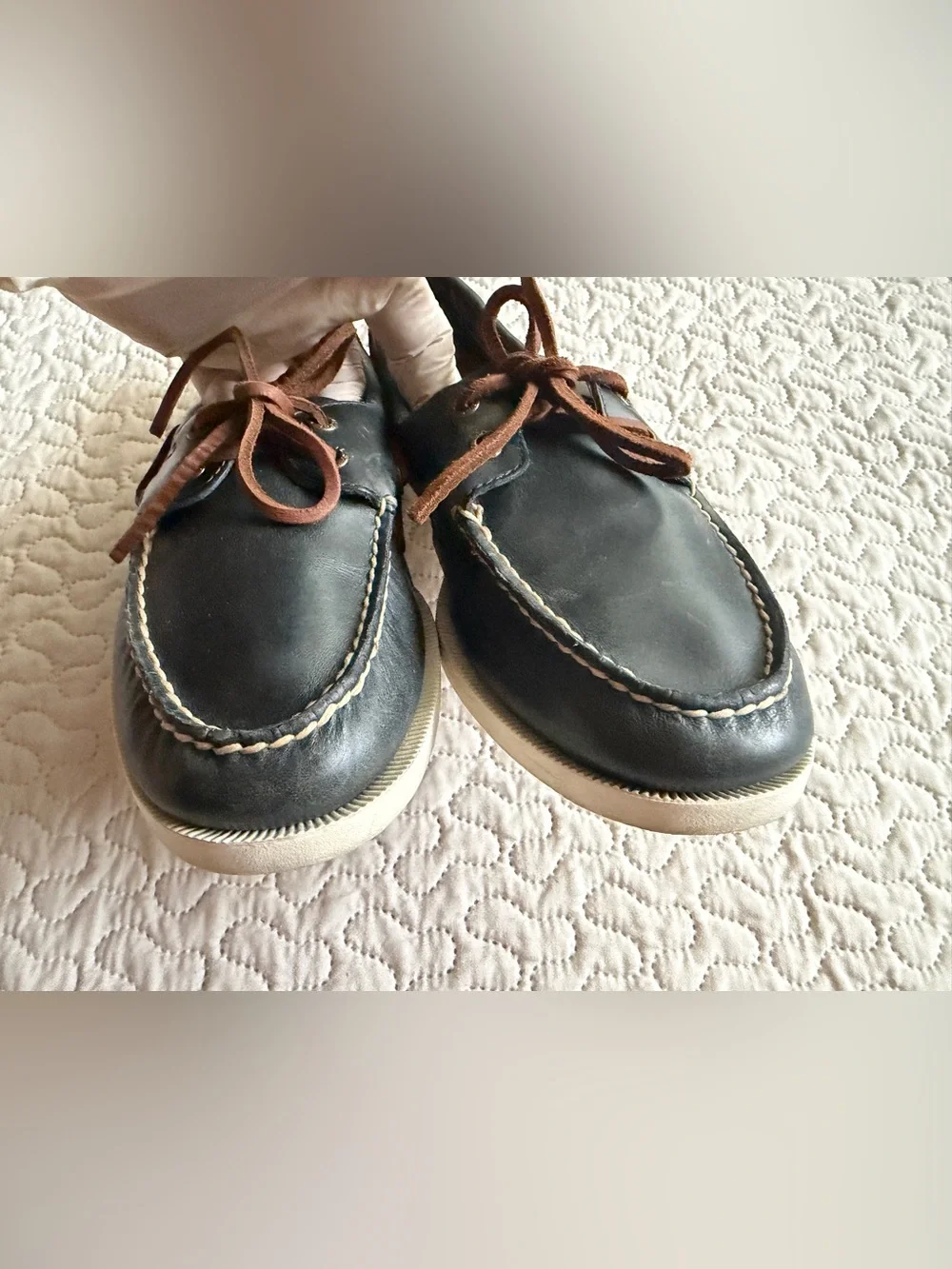 Sperry Top-Sider Men’s 7.5M Navy Blue Leather Authentic Original Boat Shoes